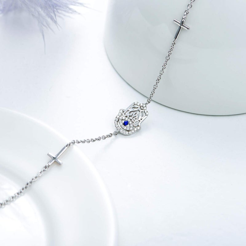 LONAGO Hamsa Hand Bracelet Hamsa Bracelet Sterling Silver Gift for Women - Image 3